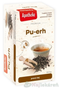 APOTHEKE PREMIER Pu-erh pravý čierny čaj v nálevových vreckách 20x2g MEDIATE s.r.o. www.bohre.sk