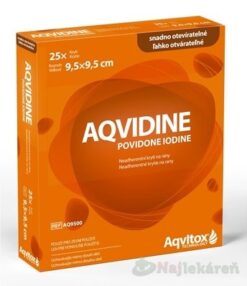 AQVIDINE neadherentné krytie na rany, s jódpovidónom, 9,5 x 9,5 cm, 1x25 ks Meghdoot phrama www.bohre.sk