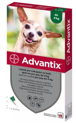 Advantix spot-on 0,4ml pipeta proti kliešťom a blchám pre psy do 4kg Advantix www.bohre.sk