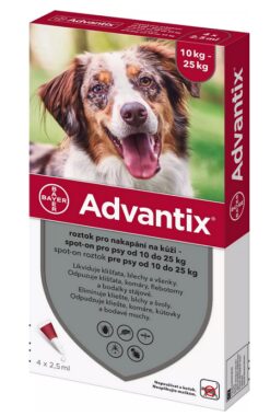 Advantix spot-on 4 x 2,5ml pipeta proti blchám a kliešťom pre psy od 10 do 25kg Advantix www.bohre.sk