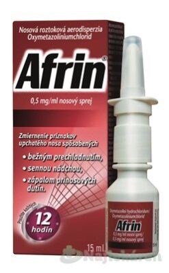 Afrin 0,5 mg/ml nosový sprej proti nádche 15ml Afrin www.bohre.sk