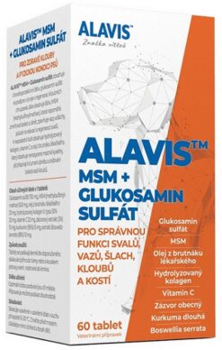 Alavis MSM + Glukosamin sulfát pre správnu funkciu šliach a kĺbov u psov 60 tbl ALAVIS www.bohre.sk