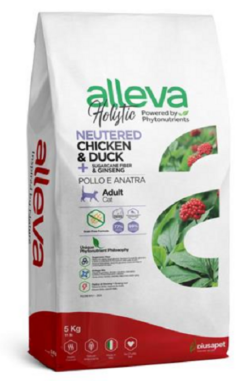 Alleva HOLISTIC cat neutered chicken & duck & sugarcane fiber & gingseng granule pre mačky 5kg Alleva www.bohre.sk