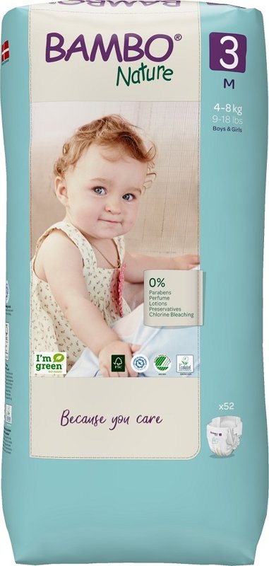 BAMBO Nature Plienky jednorázové 3 Tall, 52 ks, pre 4-8 kg Bambo Nature www.bohre.sk