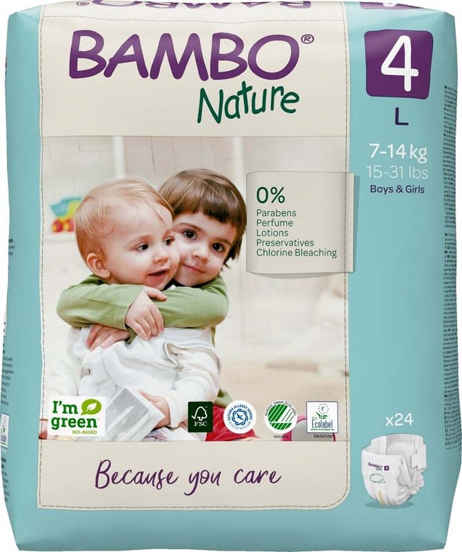 BAMBO Nature Plienky jednorázové 4, 24 ks, pre 7-14 kg Bambo Nature www.bohre.sk