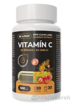BE A PRO! D3 2500 IU + Vitamín C so šípkami 30cps natural supplements www.bohre.sk