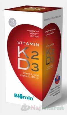 BIOMIN VITAMIN K2 + D3 1000 I.U., 30 ks BIOMIN www.bohre.sk