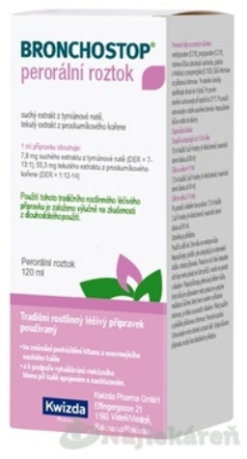 BRONCHOSTOP perorálny roztok 120ml Kwizda Pharma GmbH www.bohre.sk
