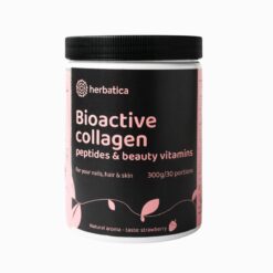 Bioaktívny kolagén s peptidmi a vitamínmi pre krásu, nechty, vlasy a pokožku - 300g - Herbatica Príchuť: Jahoda Herbatica www.bohre.sk