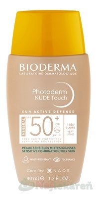 Bioderma Photoderm Nude Touch Mineral fluid na opaľovanie veľmi svetlý SPF50+ 40 ml Bioderma www.bohre.sk