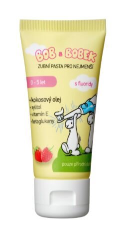 Bob a Bobek detská zubná pasta s malinovou a jahodovou príchuťou (0-6 rokov), 50 ml BOB A BOBEK www.bohre.sk
