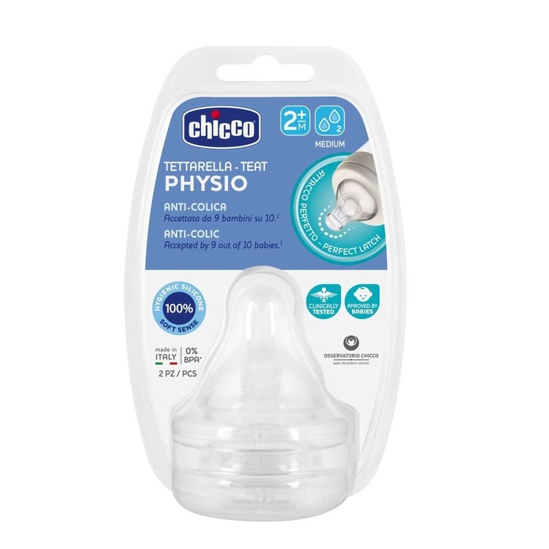 CHICCO Cumlík na fľašu Perfect 5/Well-Being fyziologický stredný prietok 2 ks, 6m+ CHICCO www.bohre.sk