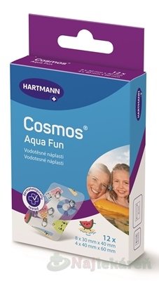 COSMOS Aqua Fun, vodeodolná násplasť na rany (2 veľkosti) 12 ks Cosmos www.bohre.sk