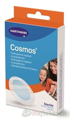 COSMOS Burns hydrogelové náplasti na popáleniny, sterilné (43 x 68 mm) 8 ks Cosmos www.bohre.sk