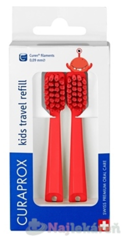 CURAPROX Kids travel refill CS 5500 červený DUO náhradné hlavičky na kefku ultra soft 2ks Curaden International AG www.bohre.sk