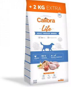 Calibra Dog Life Adult Medium Breed Chicken 12 + 2kg Calibra www.bohre.sk