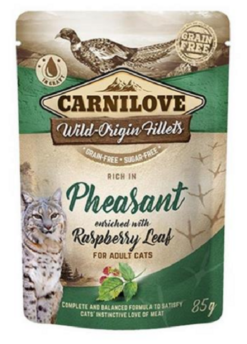 Carnilove cat Rich bažant a malinové listy v kapsičkách pre mačky 24x85g CARNILOVE www.bohre.sk