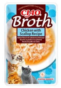 Churu Cat CIAO Broth Chicken with Scallop Recipe 40 g INABA www.bohre.sk