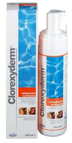 Clorexyderm antiseptický roztok s napeňovacím uzáverom pre domáce zvieratá 200 ml Clorexyderm www.bohre.sk
