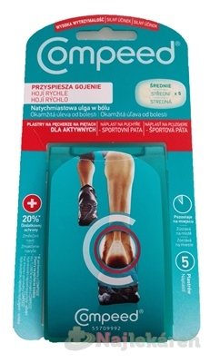 Compeed NÁPLASŤ ŠPORTOVÁ na pľuzgiere, Päta gélová, stredná 5ks Compeed www.bohre.sk