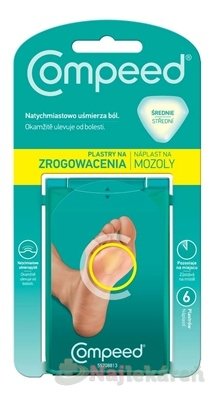 Compeed NÁPLASŤ na mozole stredná, gélova, 6ks Compeed www.bohre.sk