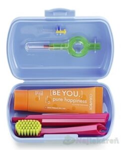 Curaprox Travel Set zubná kefka + CPS medzizubné kefky 2 ks + zubná pasta 10 ml darčeková sada, modrý CURAPROX www.bohre.sk