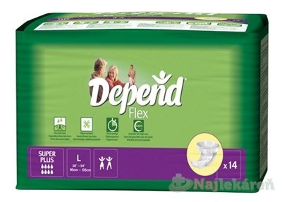 DEPEND Flex SUPER PLUS LARGE plienkové nohavičky 14ks Depend www.bohre.sk