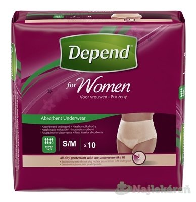 DEPEND SUPER S/M pre ženy naťahovacie nohavičky 10ks Depend www.bohre.sk