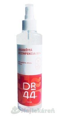 DR.44 OKAMŽITÁ DEZINFEKCIA dezinfekčný roztok 250ml DR.44 www.bohre.sk