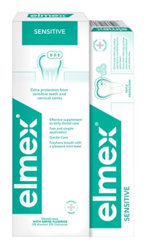Elmex ústná voda 400 ml + zubná pasta sensitive 75 ml darčeková sada Elmex www.bohre.sk