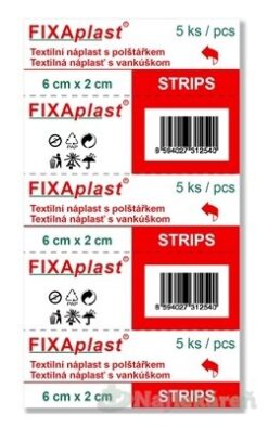 FIXAplast STRIPS náplasť textilná s vankúšikom (6x2cm)  5ks FIXAplast www.bohre.sk