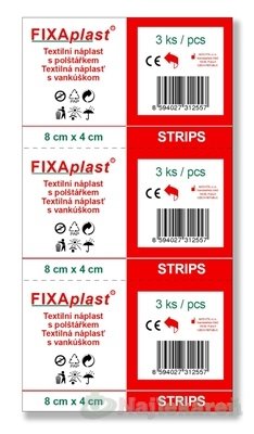 FIXAplast STRIPS náplasť textilná s vankúšikom (8x4 cm)  3ks FIXAplast www.bohre.sk