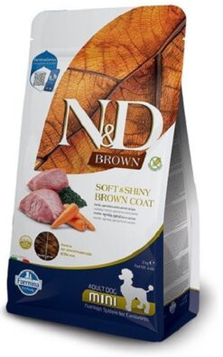 Farmina N&D dog BROWN (GF) adult mini, spirulina & carrot, lamb granule pre psy 2kg Farmina www.bohre.sk