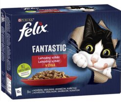 Felix Fantastic cat hovädzie hydina zelená fazulka & jahňa kura rajčiny & morka kačka v želé 12 x 85 g Félix www.bohre.sk