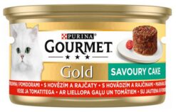 GOURMET GOLD Savoury Cake s hovädzím a rajčinou konzervy pre mačky 12x85g Gourmet www.bohre.sk