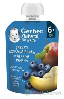 Gerber Natural ovocná desiata Kapsička Jablko, čučoriedka a banán (od ukonč. 6. mesiaca) 90 g GERBER www.bohre.sk