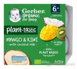 Gerber Organic Rastlinný Dezert Mango a Kiwi s kokosovým mliekom 4 x 90 g GERBER www.bohre.sk