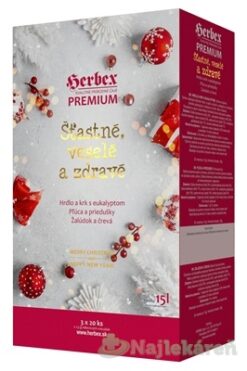 HERBEX Premium Štastné, veselé a zdravé bylinné čaje (Hrdlo s eukalyptom + Pľúca a priedušky + Žalúdok a črevá) vrecúška 3x20 ks Herbex www.bohre.sk