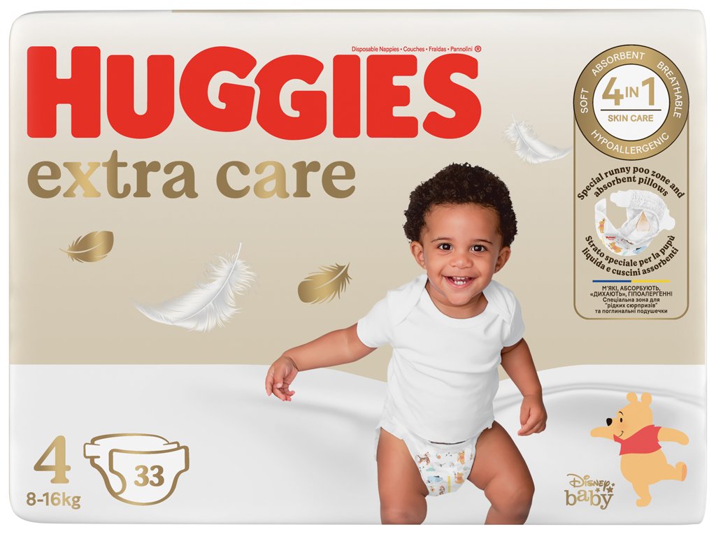 HUGGIES® Plienky jednorázové Extra Care 4 (8-14 kg) 33 ks HUGGIES www.bohre.sk