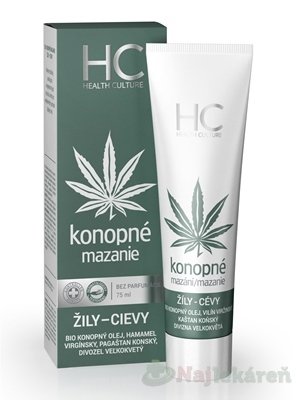 Health culture Konopné mazanie Žily-Cievy gél 75 ml Health Culture www.bohre.sk