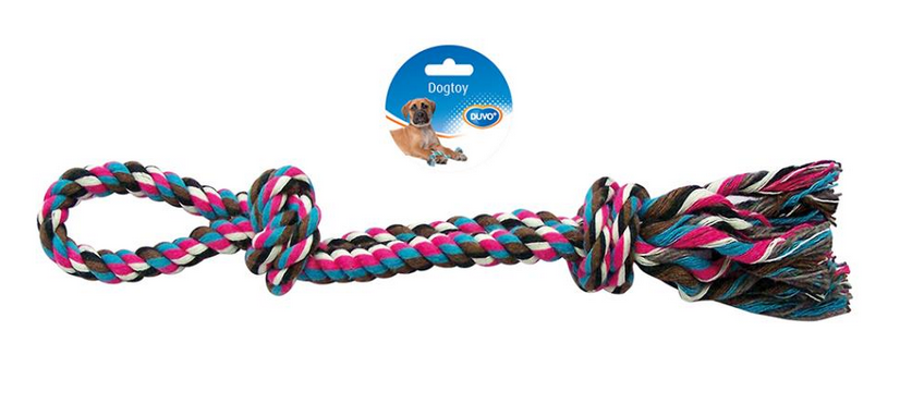 Hračka DUVO+ Lano dvojité s 2 uzlami so slučkou na ťahanie 50cm Duvo+ www.bohre.sk