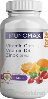 IMUNOMAX Forte Vitamín C+D+Zinok, 60ks Pharmed www.bohre.sk