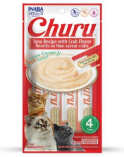 Inaba Churu Pyré cat Tuniak s krabou príchuťou 4 x 14 g INABA www.bohre.sk