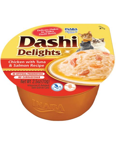 Inaba Dashi Delights cat Kura s tuniakom a lososom vo vaničke pre mačky 6x70g INABA www.bohre.sk