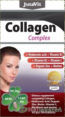JUTAVIT Kolagén komplex + kyselina hyalurónová, vitamíny B3, B2, C + organický zinok a biotín 60 tabliet Jutavit www.bohre.sk