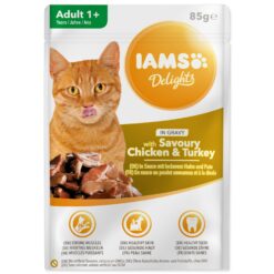Kapsička IAMS Delights Adult kura a morčacie v omáčke 85g IAMS www.bohre.sk