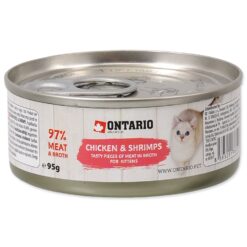 Konzerva Ontario Kitten kuracie kúsky s krevetami 95g ONTARIO www.bohre.sk