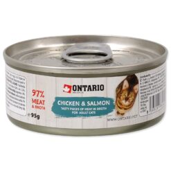 Konzerva Ontario kuracie kúsky a losos 95g ONTARIO www.bohre.sk