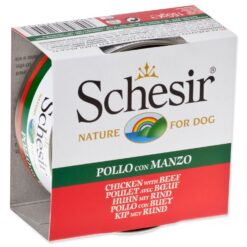 Konzerva SCHESIR kura a hovädzie v želé 150g SCHESIR www.bohre.sk