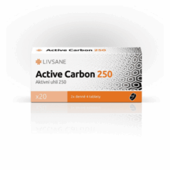 LIVSANE Active carbon 250 čierne uhlie 20 tabliet LIVSANE www.bohre.sk